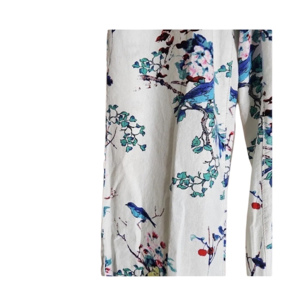 WESTBOUND Floral Bird Print Linen Blend Wide Leg / Drawstring Pants Size Small - Picture 8 of 11